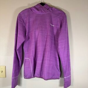 Columbia Purple Heathered Hooded Fleece Pullover Top Women's XL